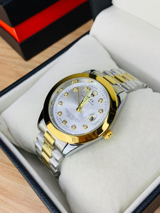 Gold & Silver + White Dial | Stainless Steel | Water Proof | Subhan Watches