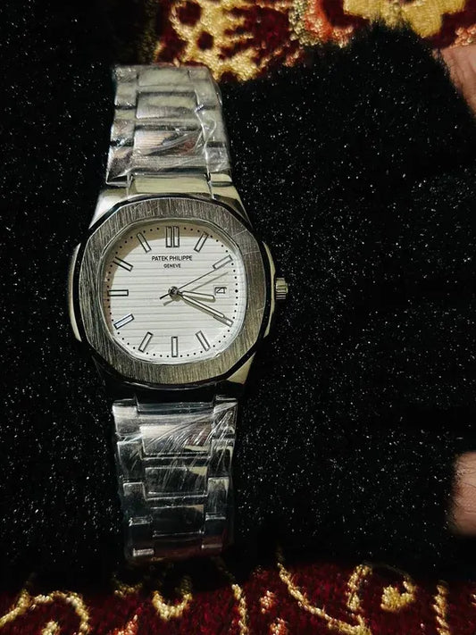 🕊️ Patek Philippe Geneve – White Dial & Stainless Steel | Waterproof | Subhan Watches