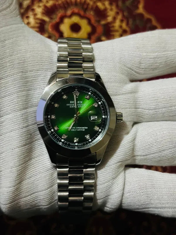 💚 Silver + Green Dial | Waterproof | Stainless Steel | Subhan Watches
