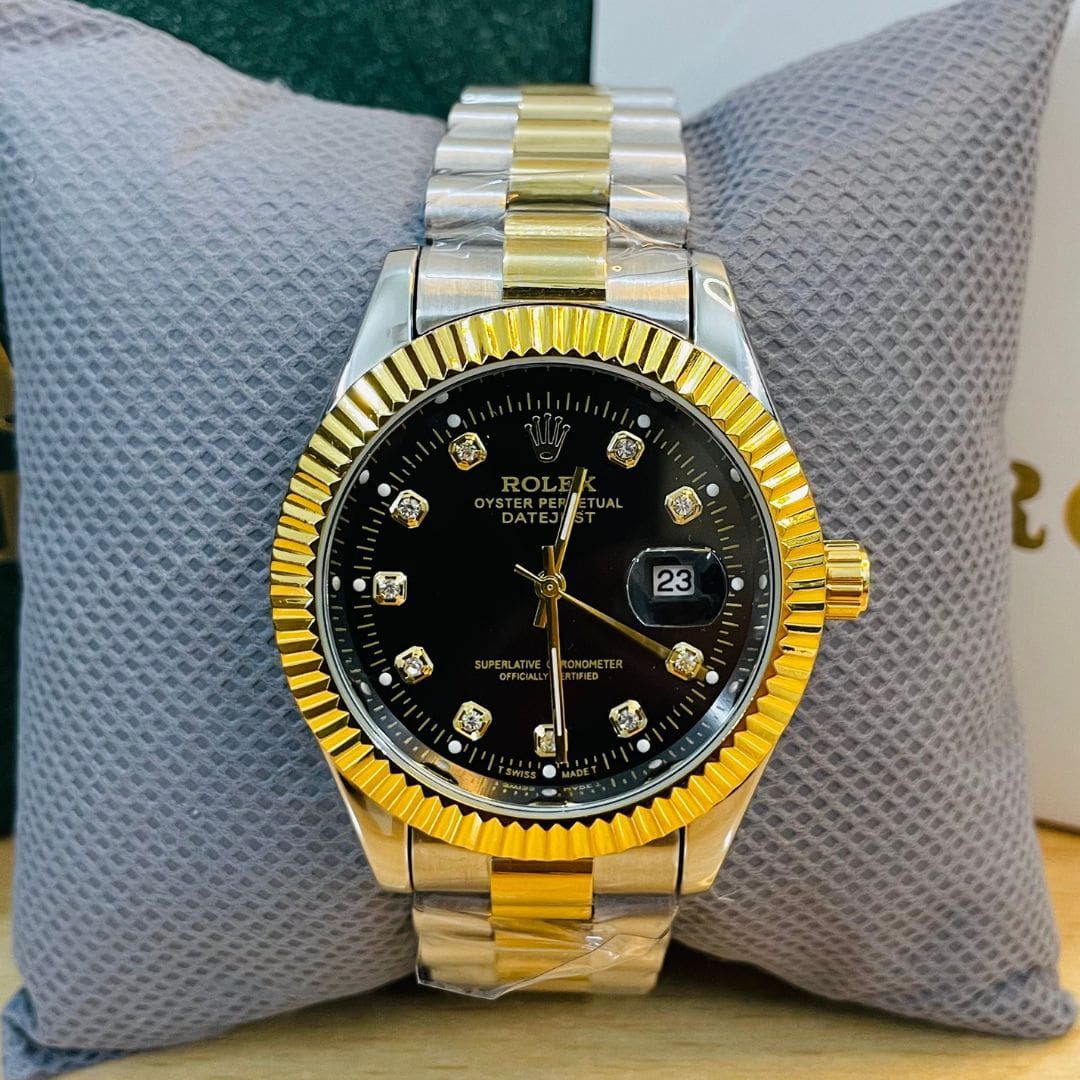 đ¤Gold Silver + Black (Bezel Cut) | Stainless Steel | Water Proof | Subhan Watches