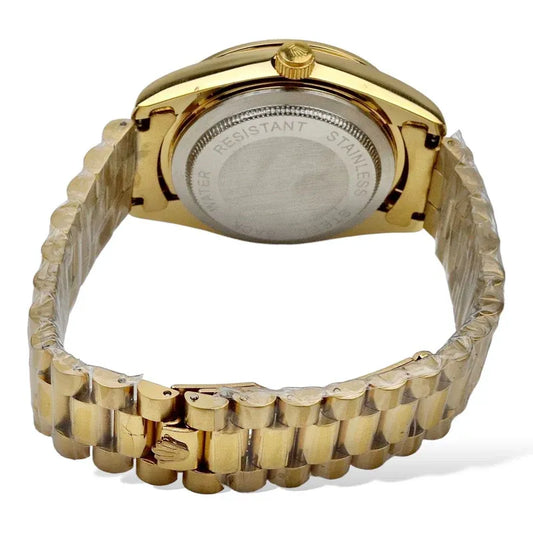 🤍 Gold + White Dial (Bezel Cut) | Waterproof| Stainless Steel | Subhan Watches