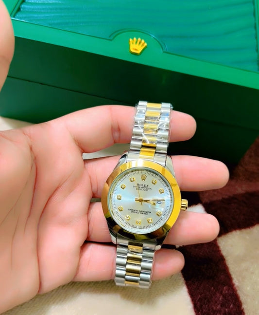 Gold & Silver + White Dial | Stainless Steel | Water Proof | Subhan Watches