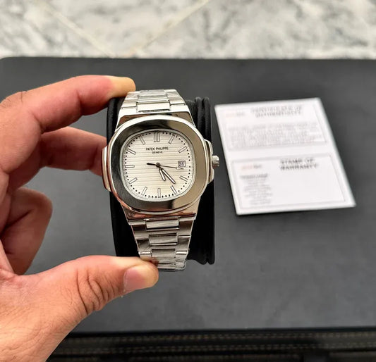 🕊️ Patek Philippe Geneve – White Dial & Stainless Steel | Waterproof | Subhan Watches