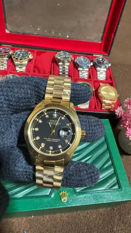 🖤 Gold + Black Dial | Waterproof | Stainless Steel | Subhan Watches