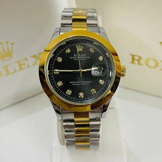 🖤 Gold & Silver + Black Dial | Stainless Steel | Waterproof | Subhan Watches