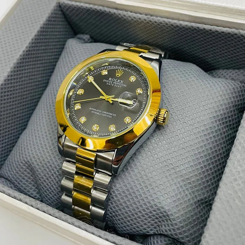 🖤 Gold & Silver + Black Dial | Stainless Steel | Waterproof | Subhan Watches