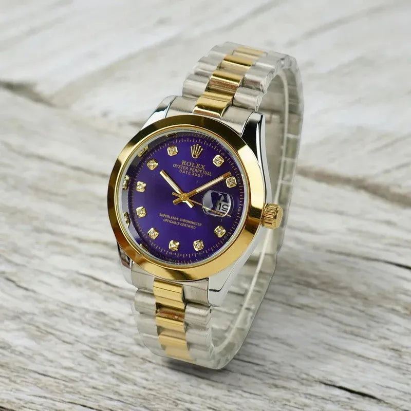 🔷 Gold & Silver + Blue Dial | Waterproof | Subhan Watches