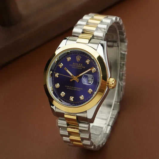 🔷 Gold & Silver + Blue Dial | Waterproof | Subhan Watches