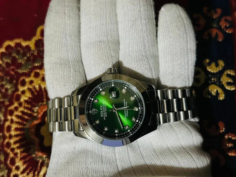 💚 Silver +  Green Dial | Waterproof | Stainless Steel | Subhan Watches