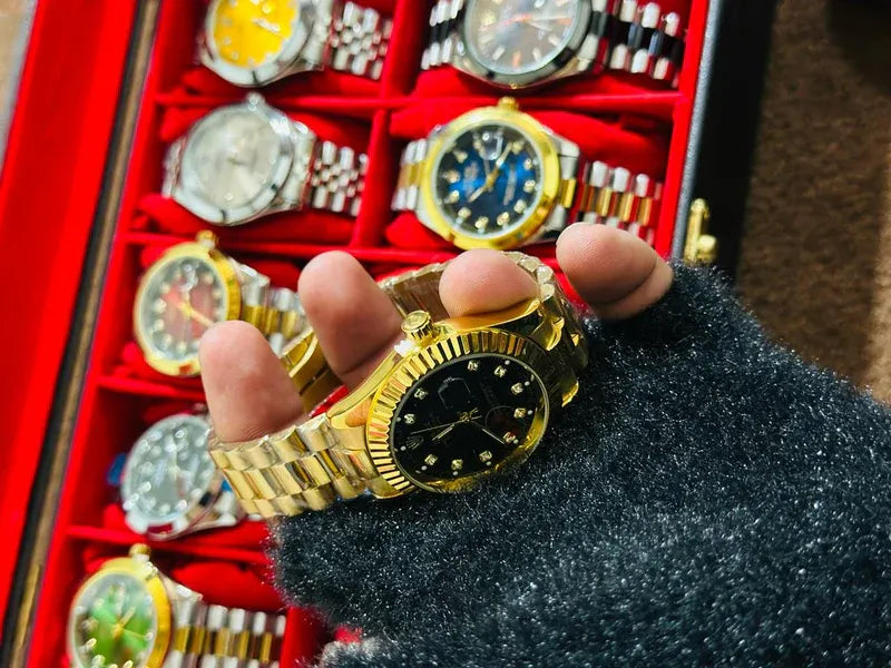 🖤 Gold + Black Dial (Bezel Cut) | Waterproof| Stainless Steel | Subhan Watches