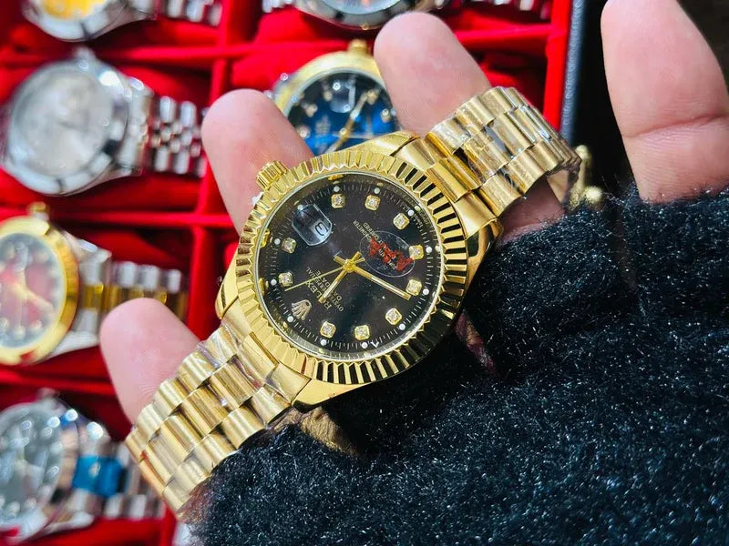 🖤 Gold + Black Dial (Bezel Cut) | Waterproof| Stainless Steel | Subhan Watches