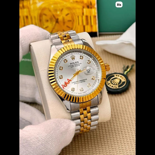 Jubilee Gold & Silver + White Dial | Waterproof | Stainless Steel | Subhan Watches