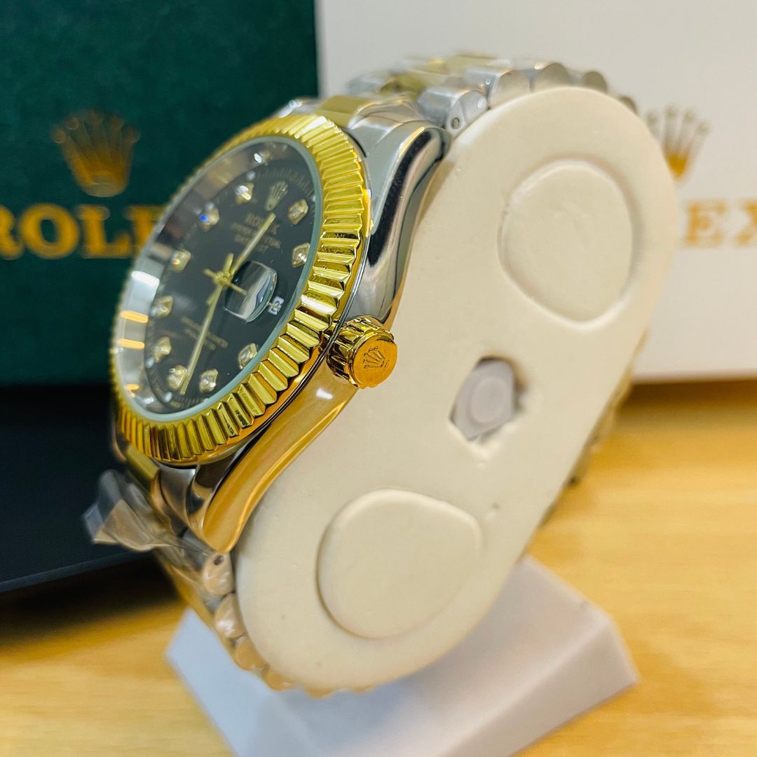 🖤Gold Silver + Black (Bezel Cut) | Stainless Steel | Water Proof | Subhan Watches