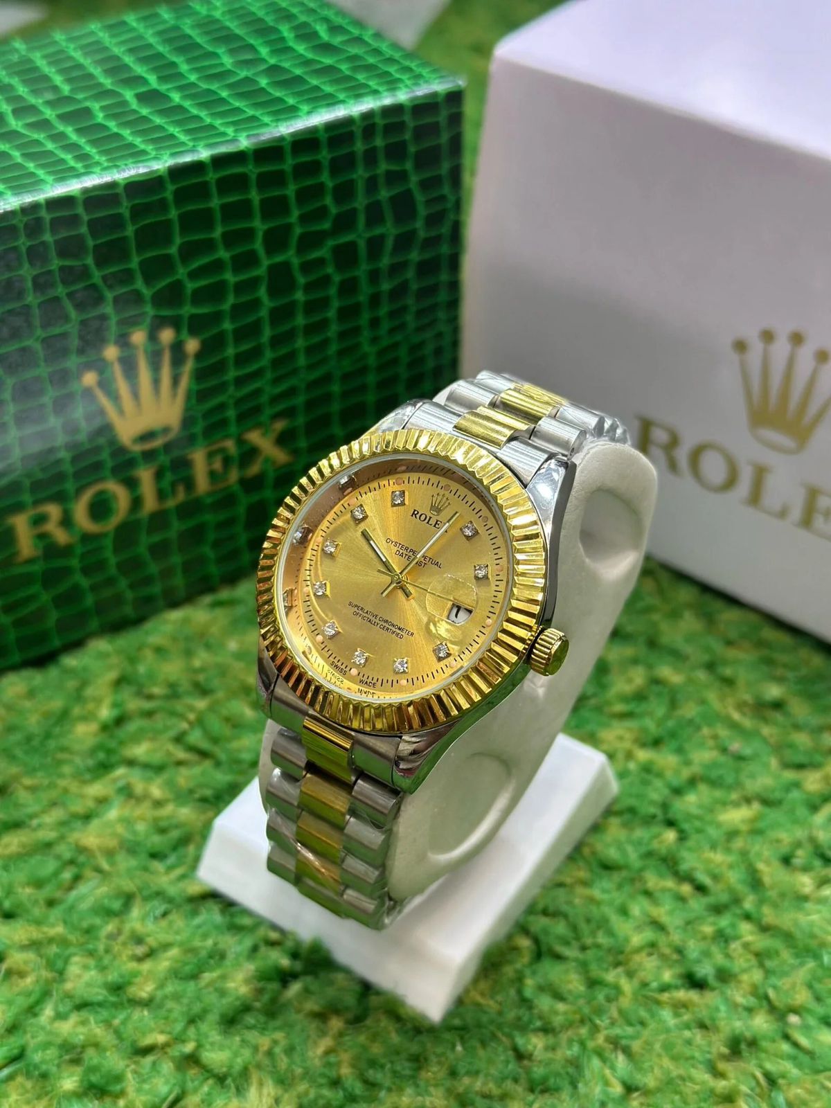 Gold Silver + Gold (Bezel Cut)| Stainless Steel | Water Proof | Subhan Watches