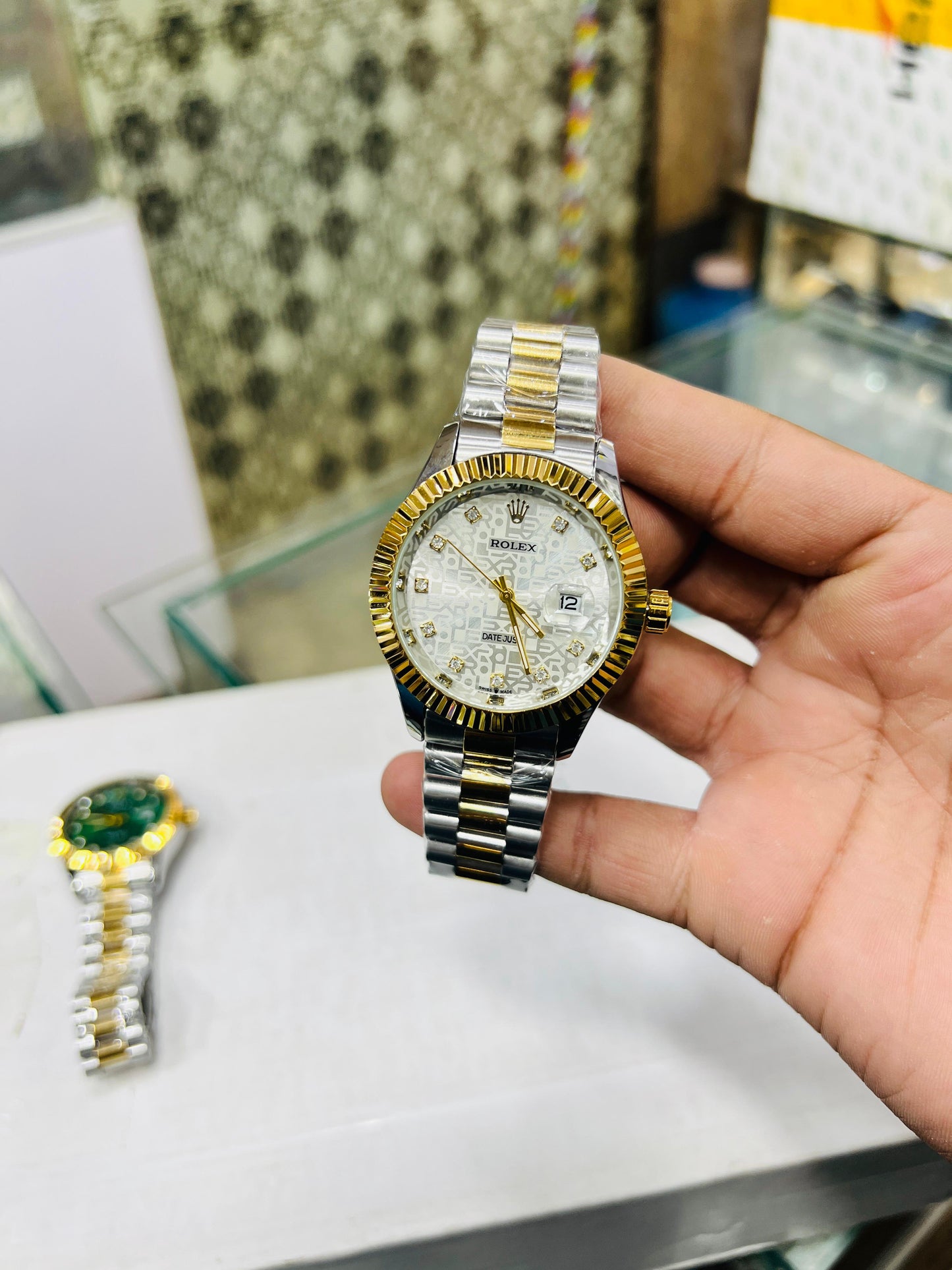 Two-Tune White Bezul Cut_Water Proof Watch|Subhan Watches
