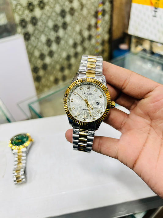 Two-Tune White Bezul Cut_Water Proof Watch|Subhan Watches